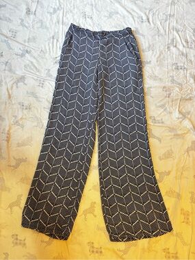 I.N. San Francisco Navy Geometric Wide-Leg Pants